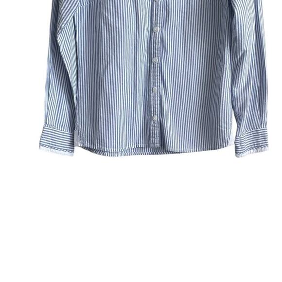 Orvis Women Top 6 Blue‎ White Stripe Cotton Long Sleeve Button Up Preppy Coastal - Picture 7 of 10